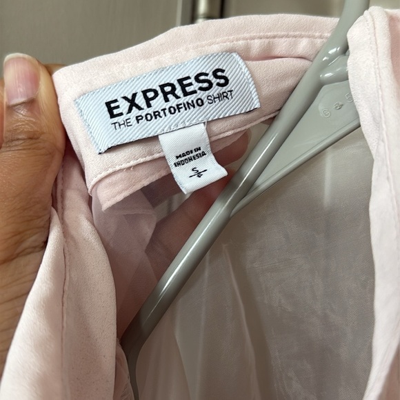 Express Pink Cut Out Blouse with Dress Shirt Collar - Picture 3 of 7